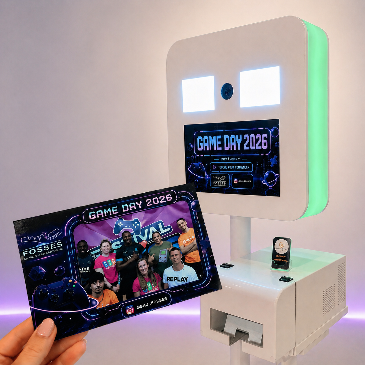 Photobooth avec imprimante et tirage photo personnalisé lors d’un événement